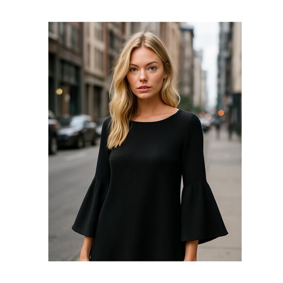 Sail to Sable ladies Bell Sleeve lined suede vibes top black Size Small Mob Wife - Picture 1 of 10